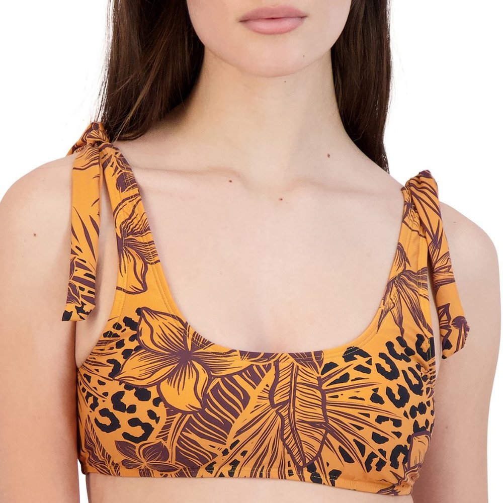 BCBGeneration Jungle Queen Printed Shoulder Tie Bikini Top Orange Black M